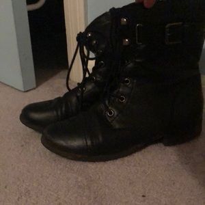 Black Lace-Up Combat Boots